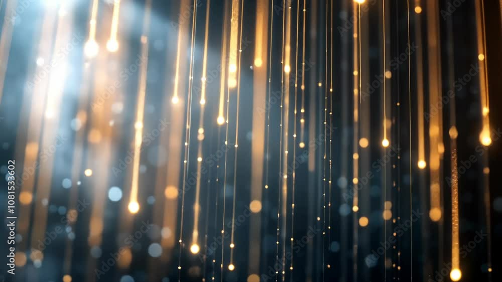 Aufkleber abstract light bokeh background with vertical glowing lines and dust particles. concept of speed, mo