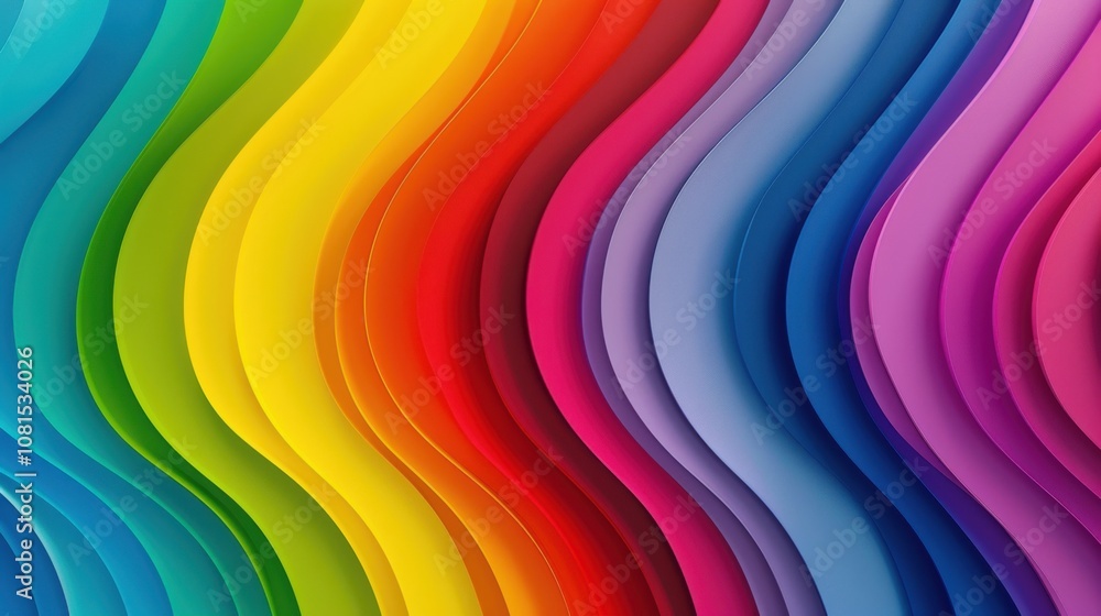 Poster A vibrant gradient of interlocking colors flowing seamlessly, symbolizing unity and diversity in a dynamic society, minimalist style