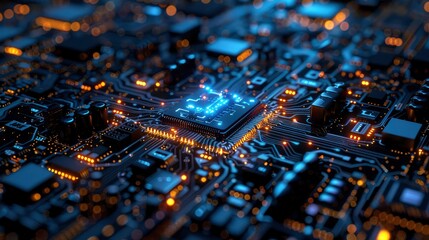 Modern technology, innovation and electronic computer circuit background 