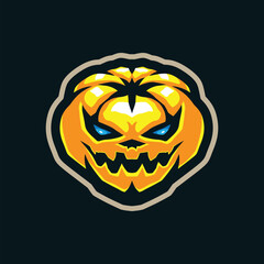 Pumpkin mascot logo design vector. Pumpkin illustration for sport team.