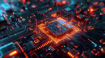 Obraz premium Modern technology, innovation and electronic computer circuit background 