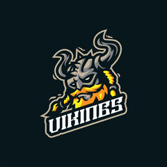 Vikings mascot logo design vector. Vikings head illustration.