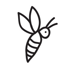 Baby bee black line art vector