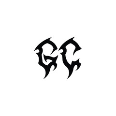 Naklejka premium GC monogram logo design letter text name symbol monochrome logotype alphabet character simple logo