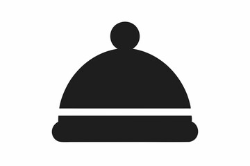 Bobble hat silhouette vector, Winter hat icon, Beanie silhouette vector