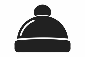 Bobble hat silhouette vector, Winter hat icon, Beanie silhouette vector