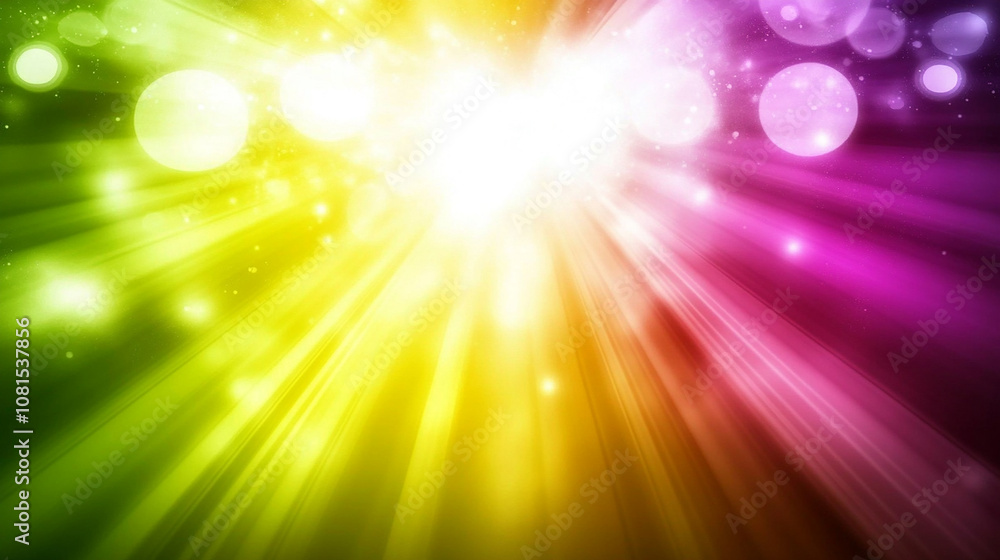 Aufkleber abstract background with bright light rays and bokeh effect in vibrant colors.