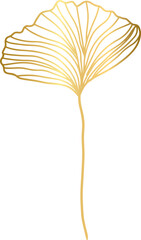 Golden Simple Wild Flower Doodle lIne Art