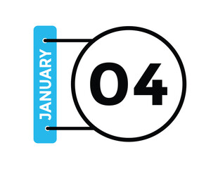 January 4 Calendar Day or Calender Date for Deadlines or Appointment. calendar date icon on white background.
