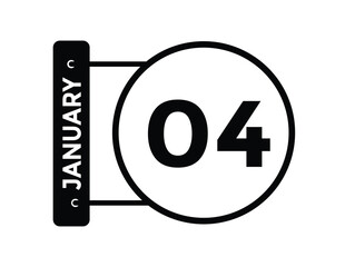 January 4 Calendar Day or Calender Date for Deadlines or Appointment. calendar date icon on white background.
