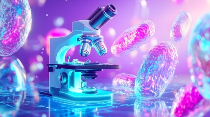 Microscope and Cells in Neon Lights