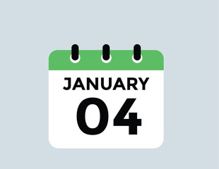 January 4 Calendar Day or Calender Date for Deadlines or Appointment. calendar date icon on white background.
