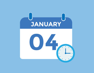 January 4 Calendar Day or Calender Date for Deadlines or Appointment. calendar date icon on white background.
