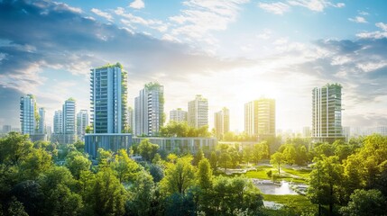 Obraz premium City dedicated to sustainable engineering and environmental responsibility. Urban development, implementing innovative green engineering projects.