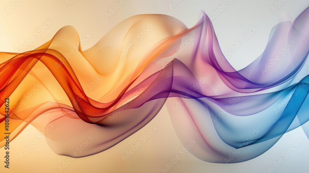 Aufkleber an abstract composition of intersecting waves in vibrant colors against a neutral background, illust