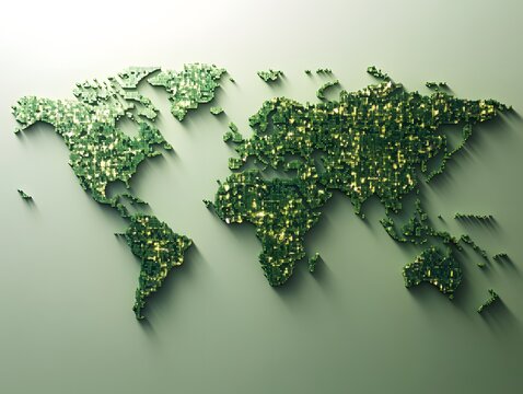 Fototapeta green world map 