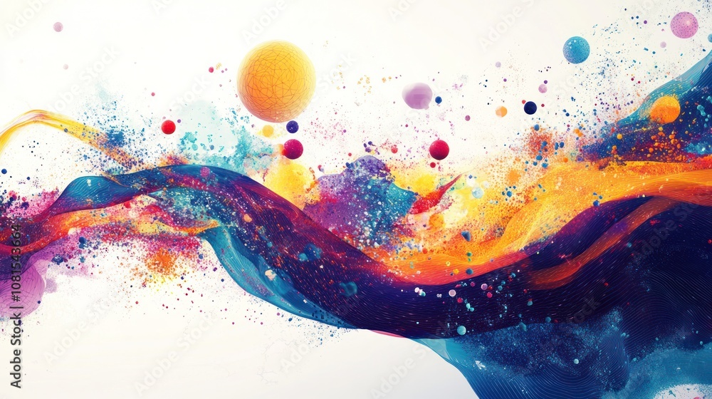 Poster virus, where abstract shapes and bright hues collide to form a mesmerizing pattern