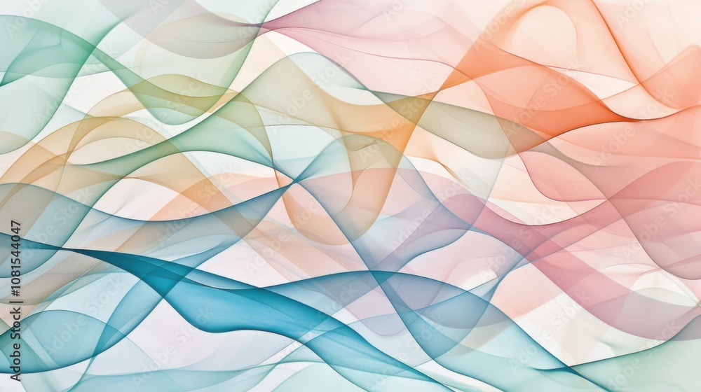 Aufkleber An abstract pattern of intersecting waves in soothing colors against a neutral background, Embodying fluidity and diversity, photography style
