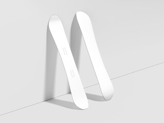 3D Realistic Blank White Snowboard Mockup Isolated