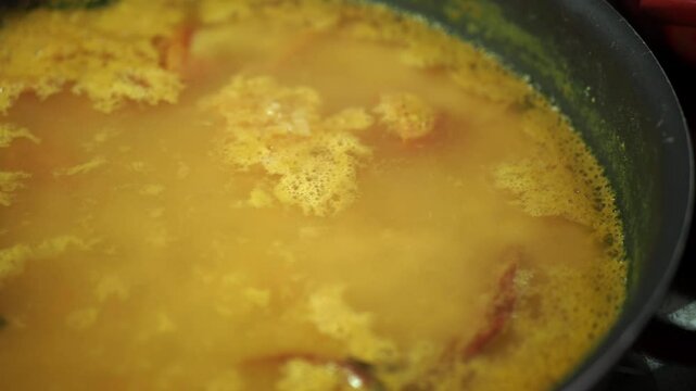  cooking dhal in a large pan 