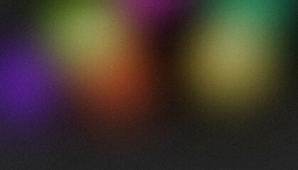 Abstract color spots grainy gradient background. Soft orange blue purple green color noisy gradient texture, vibrant color spots, glowing color flow, bright, shine, noise texture backdrop