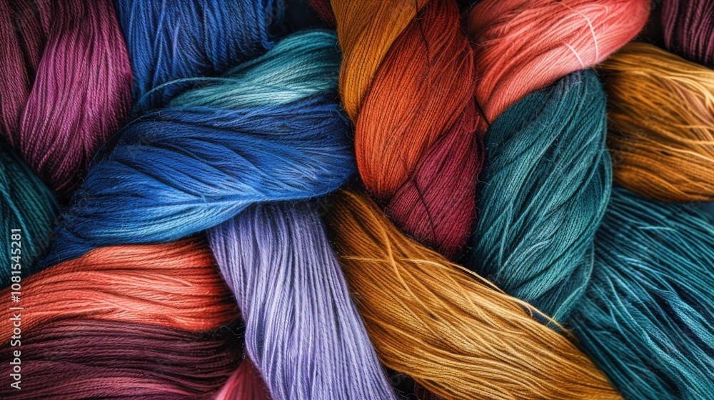 Aufkleber an abstract representation of diverse colored threads weaving into a cohesive fabric against a seaml
