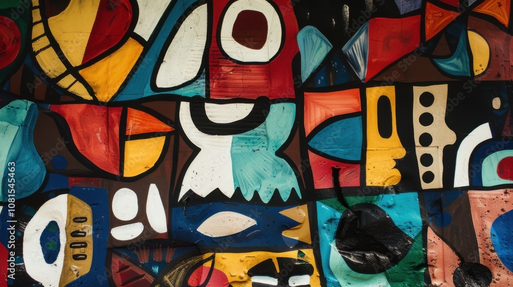 Poster an abstract representation of diverse cultural symbols interwoven into a cohesive pattern on a plain