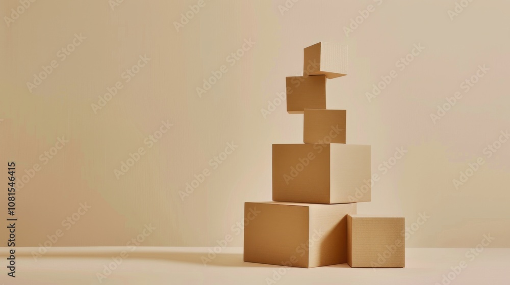 Poster An abstract representation of equity, showing a set of varied-sized boxes being lifted to the same height, Symbolizing the efforts to provide equal opportunities regardless of starting points