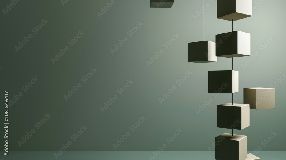 Aufkleber an abstract representation of equity, showing a set of varied-sized boxes being lifted to the same h