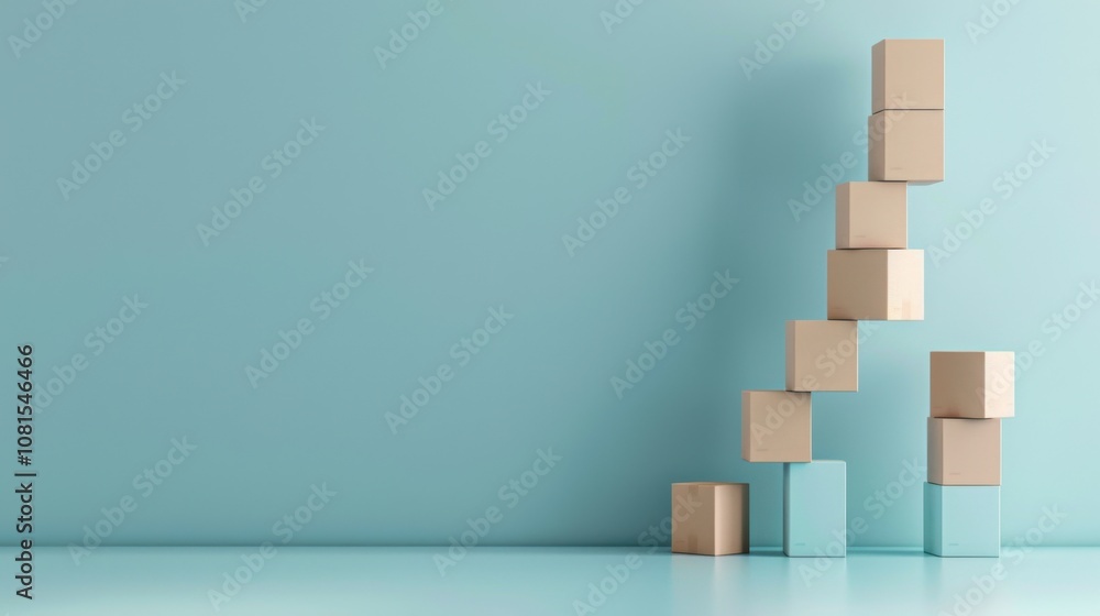 Poster An abstract representation of equity, showing a set of varied-sized boxes being lifted to the same height, Symbolizing the efforts to provide equal opportunities regardless of starting points