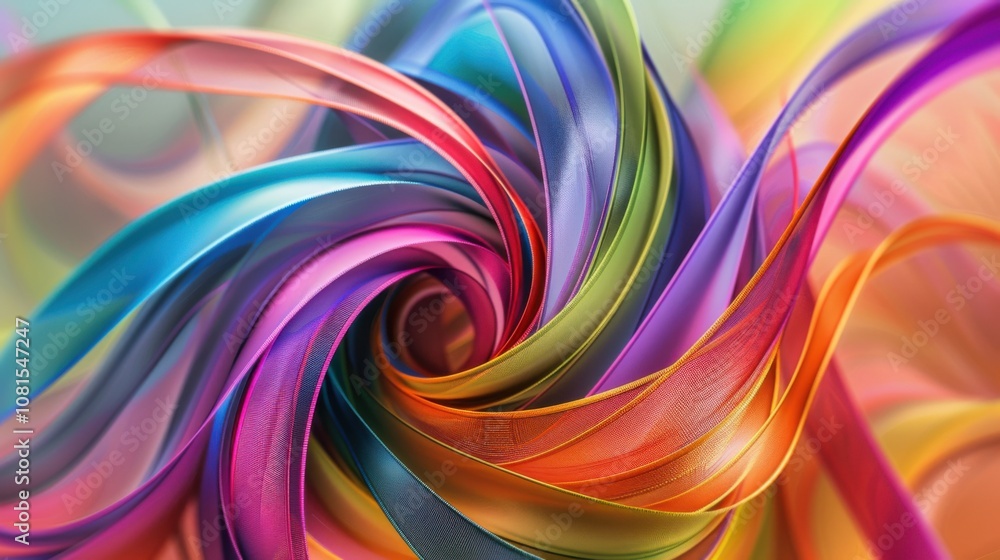 Poster an abstract swirl of ribbons in various shades symbolizing different identities against a soft gradi