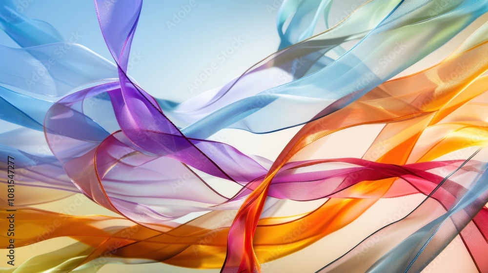 Poster an abstract swirl of ribbons in various shades symbolizing different identities against a soft gradi