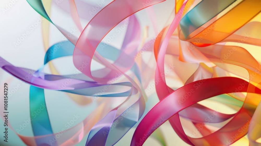 Poster an abstract swirl of ribbons in various shades symbolizing different identities against a soft gradi