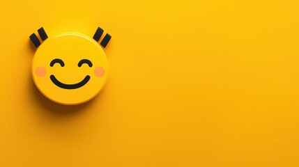 Bright yellow smiley face with rosy cheeks