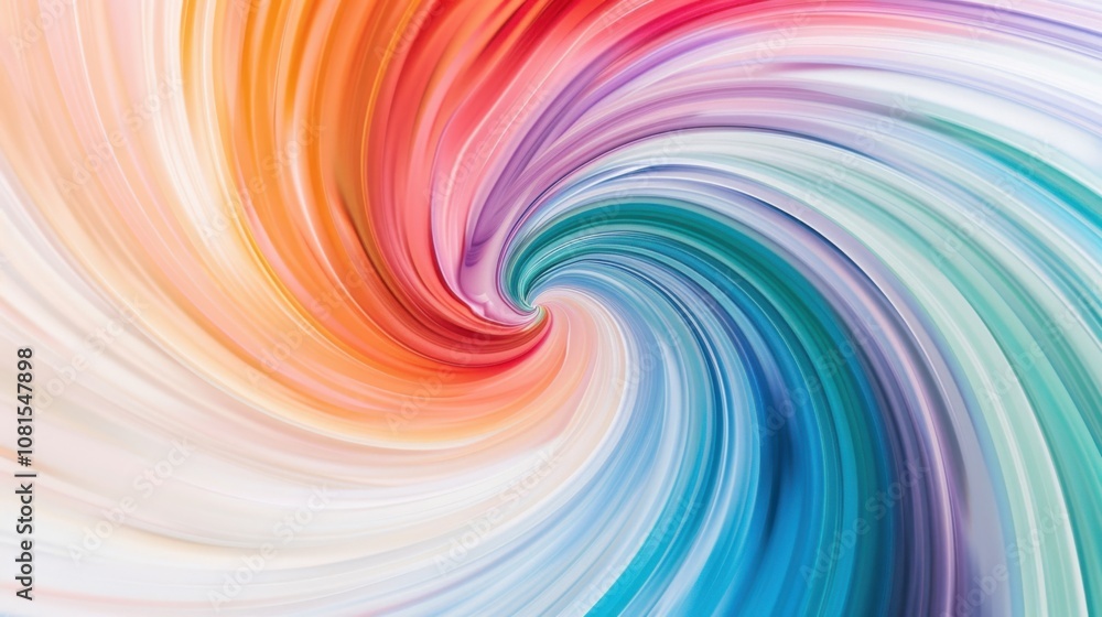 Poster An array of colorful waves radiating from a central point, symbolizing the ripple effect of equitable opportunities and inclusive practices, minimalist style
