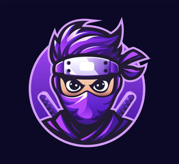 Ninja logo template in gradient vector