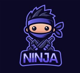 Ninja logo template cartoon style