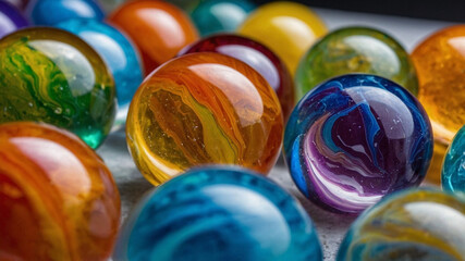 Colorful round rainbow glass marble