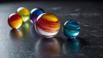 Colorful round rainbow glass marble