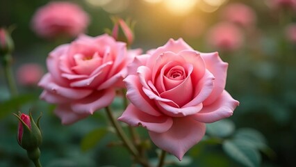 Fototapeta premium The Beauty of Pink Rose Blooms That Captivate the Heart