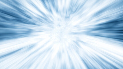 Abstract blue and white zoom background with radial blur effect, creating a sense of speed and movement.