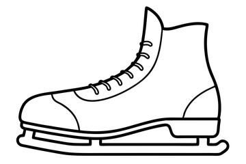 Ice Skating Vector Icon, Skate Shoe Line Art Vector