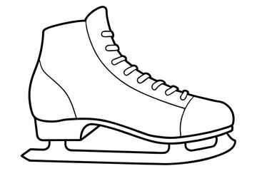 Ice Skating Vector Icon, Skate Shoe Line Art Vector