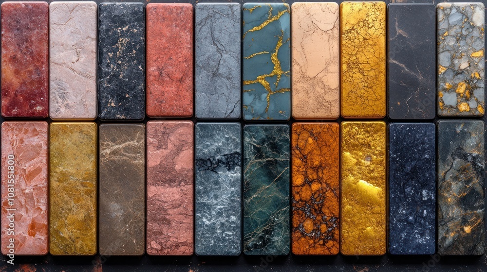 Poster a collection of colorful marble tiles arranged in a grid pattern.