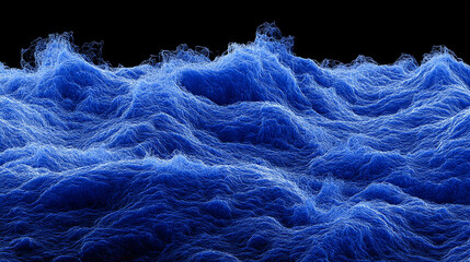 Fototapeta premium Abstract blue digital wave pattern on black background.
