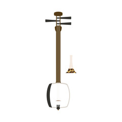 津軽三味線。フラットなベクターイラスト。
Tsugaru shamisen. Flat vector illustration.