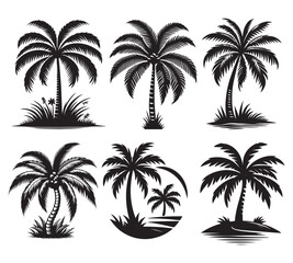 Palm tree silhouette vector illustrations