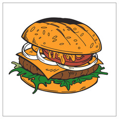 hamburger on white background