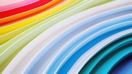 Colorful concentric arcs forming a wave pattern, representing the ripple effect of equitable practices and the broadening of inclusive opportunities, minimalist style