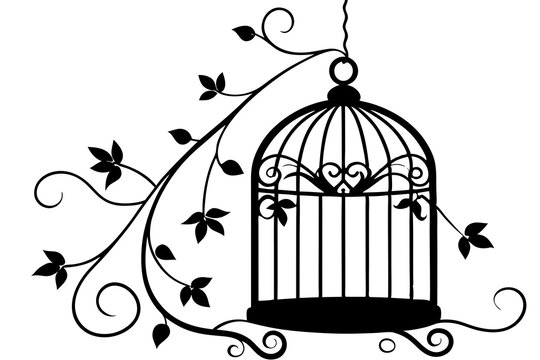 recommend clip art: Delicate Floral Bird Cage Silhouette.